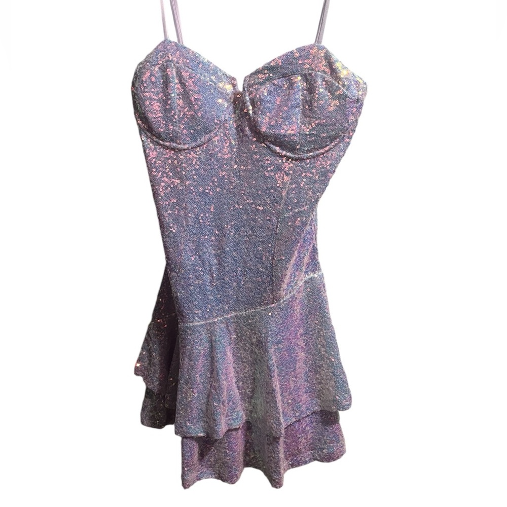 LOVESOME Purple sequin mini dress